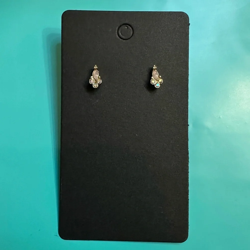 Gold Rhinestone Drop Stud Earrings